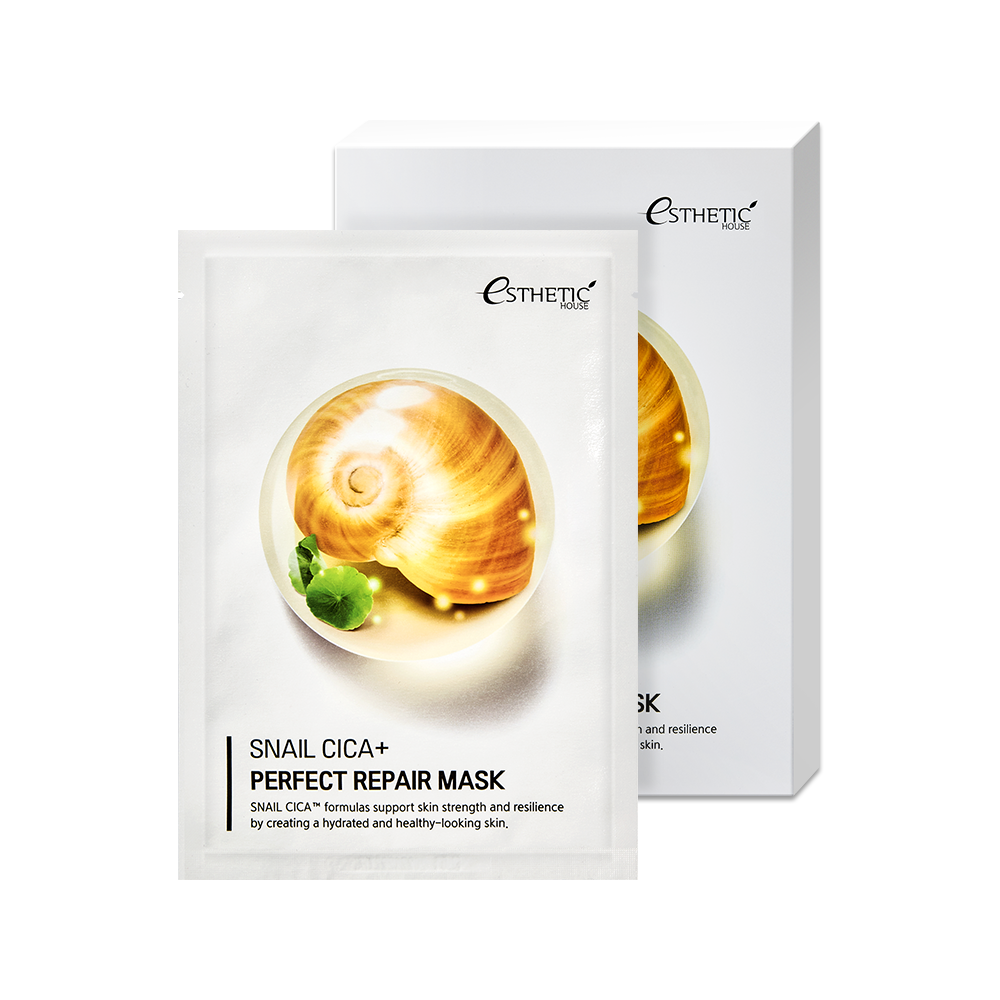 [ESTHETIC HOUSE] НАБОР Тканевая маска для лица МУЦИН УЛИТКИ Snail Cica+ Perfect Repair Mask, 25 мл* 5шт